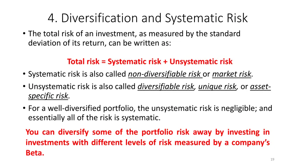4 diversification and systematic risk the total