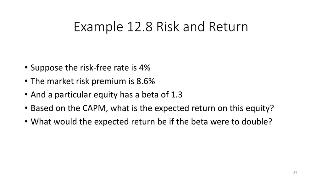 example 12 8 risk and return