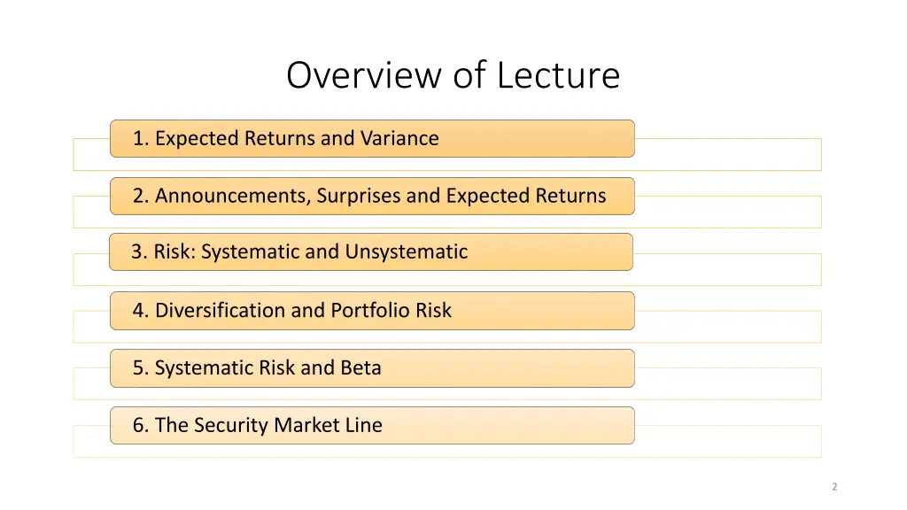 overview of lecture