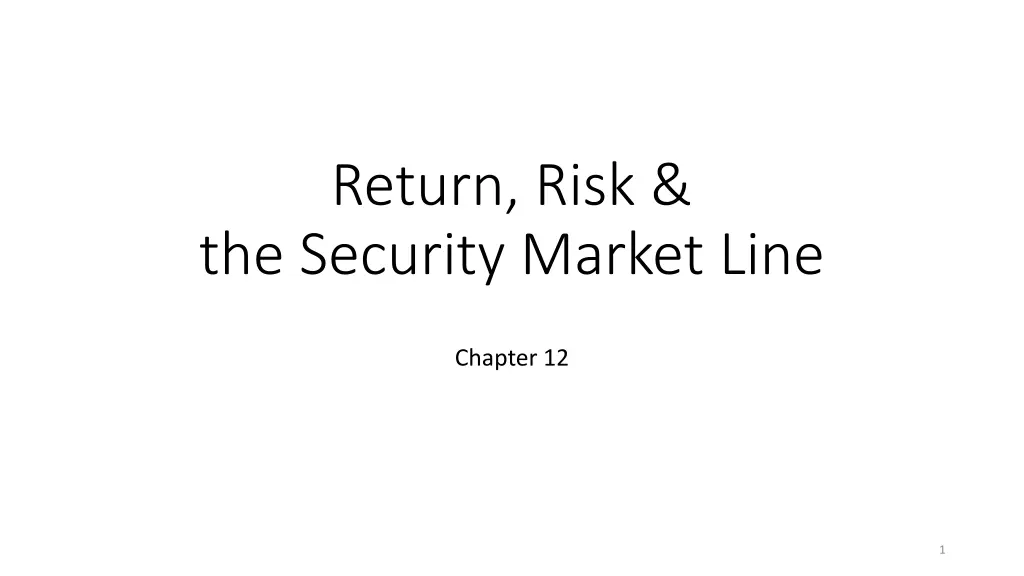 return risk the security market line