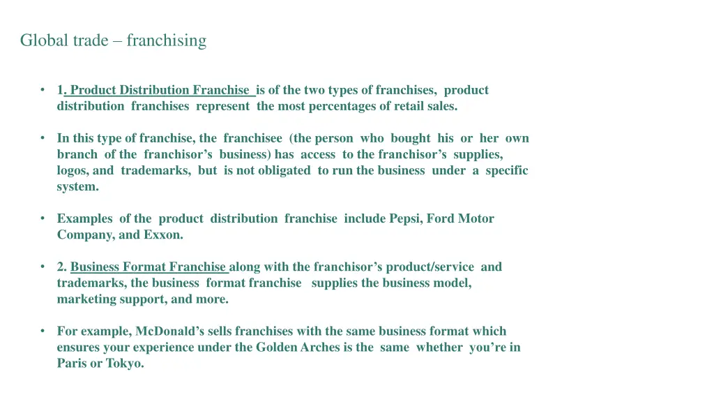 global trade franchising 1