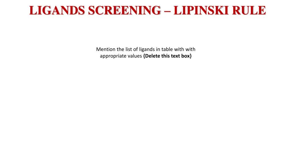 ligands screening lipinski rule