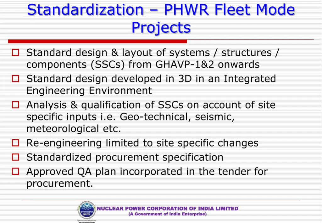 standardization phwr fleet mode projects