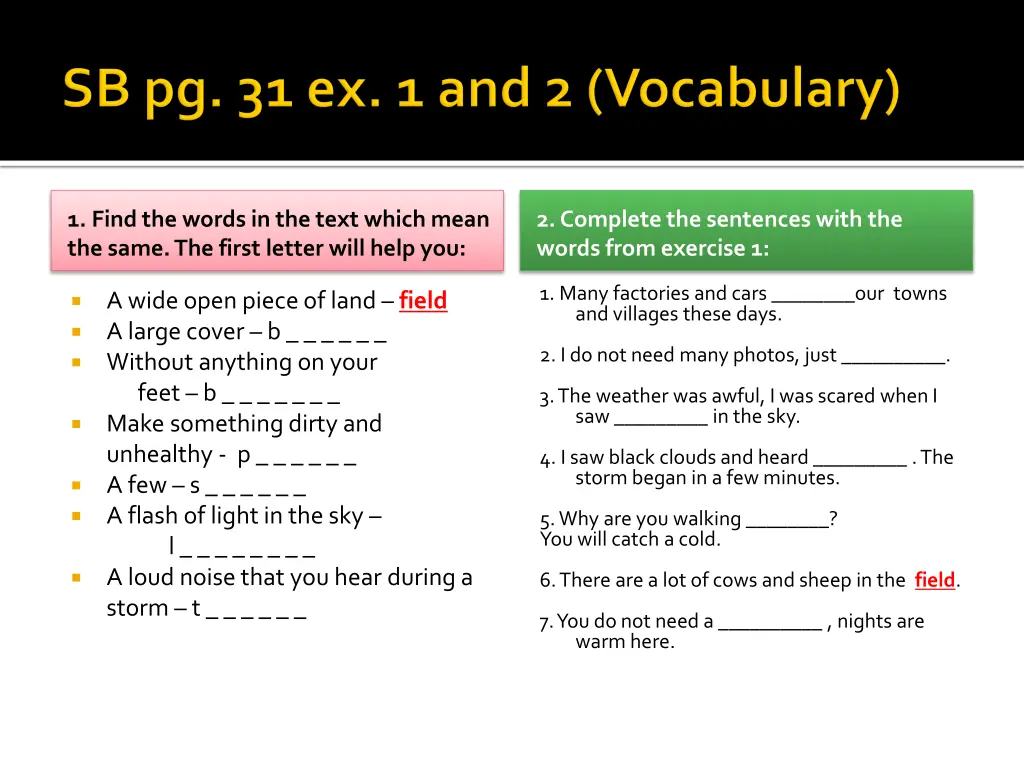 1 find the words in the text which mean the same