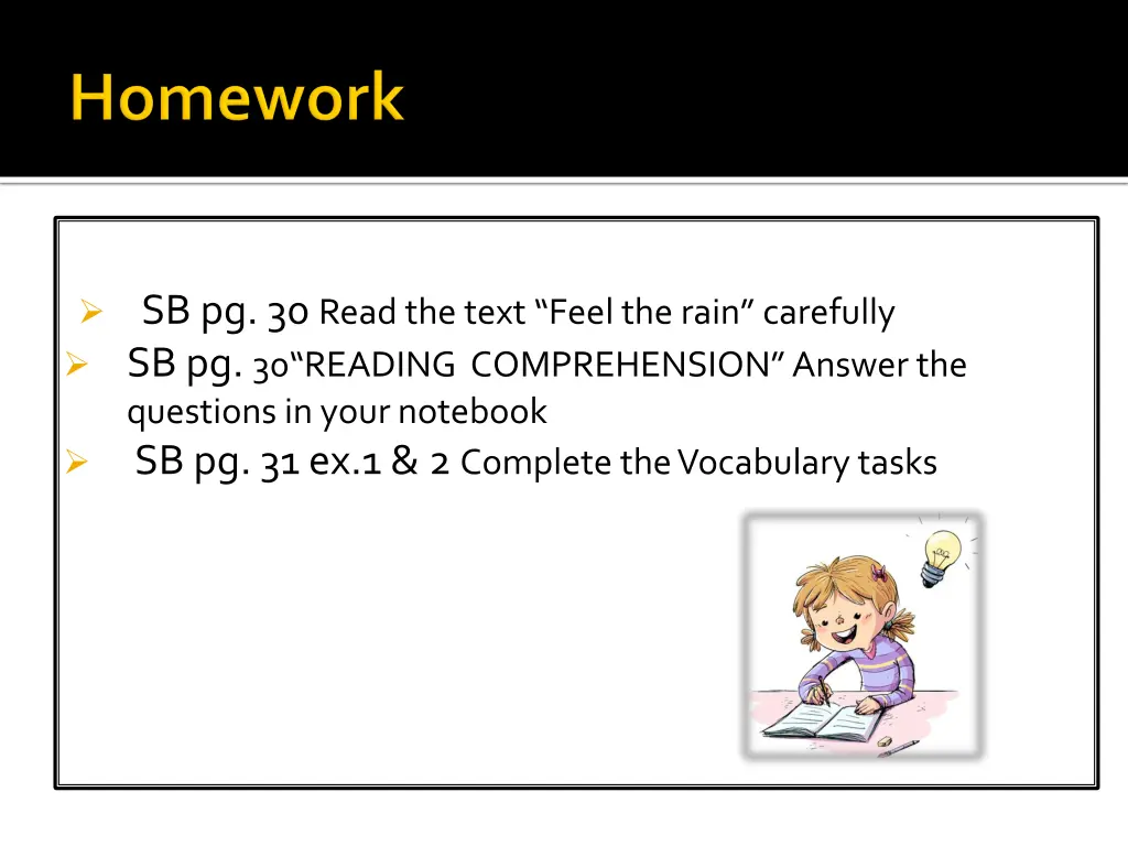 sb pg 30 read the text feel the rain carefully
