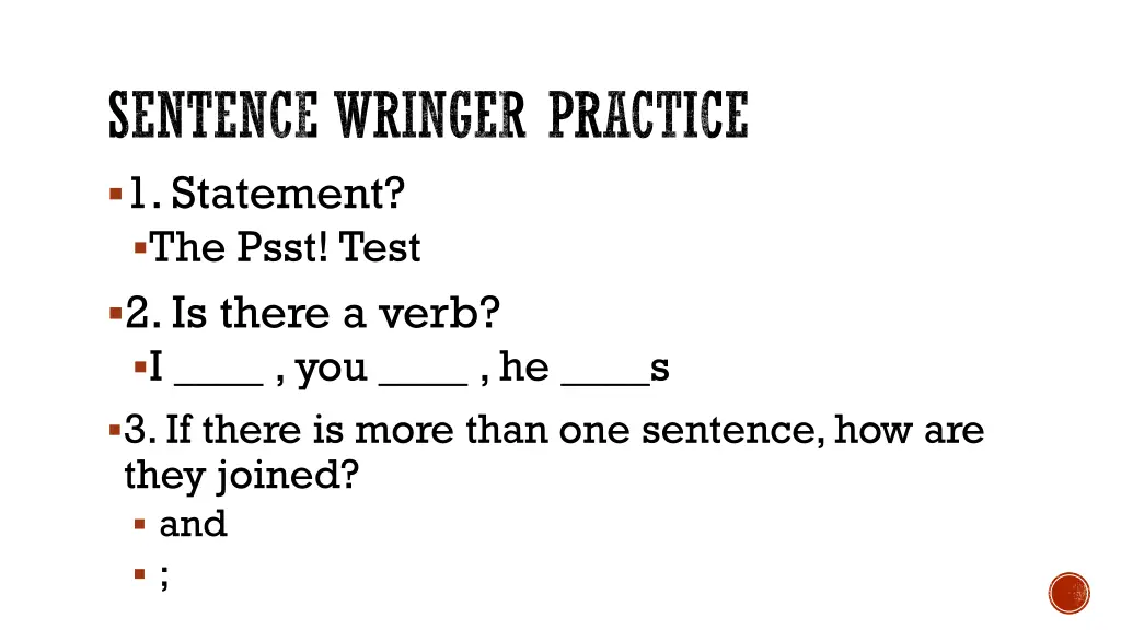sentence wringer practice 1 statement the psst