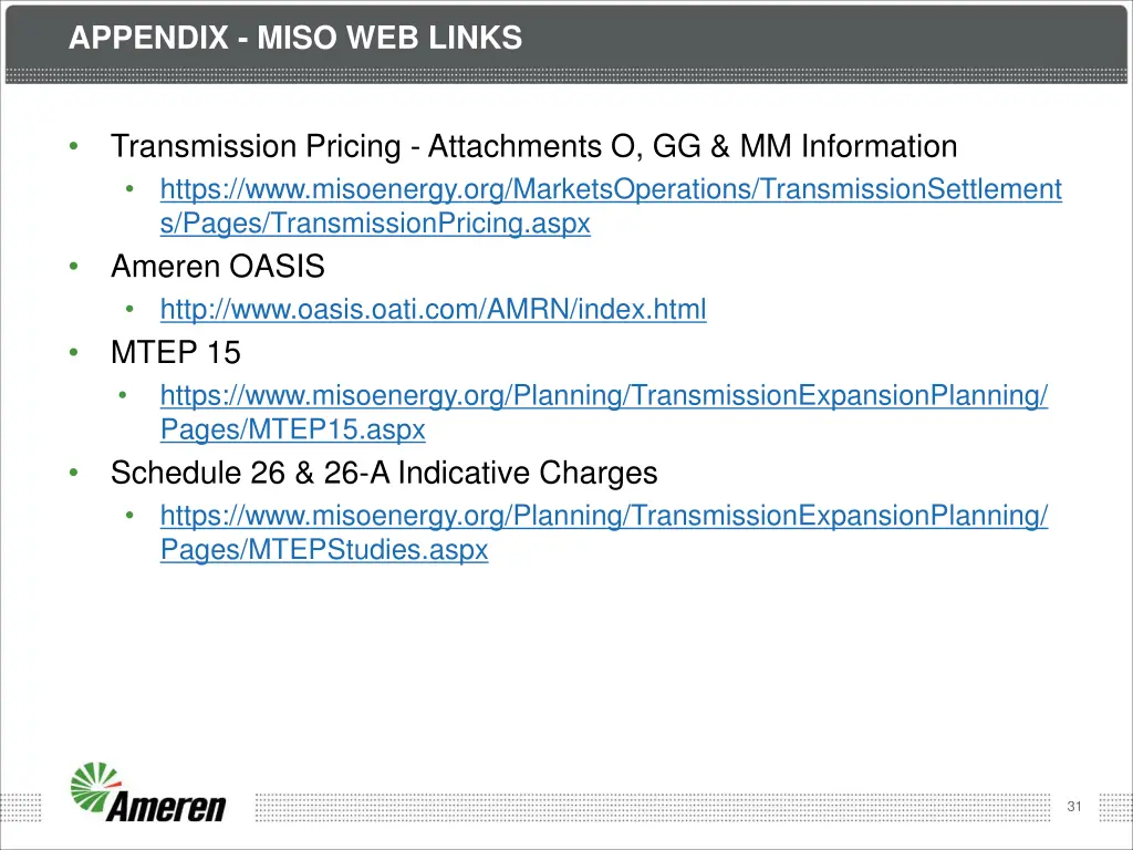 appendix miso web links
