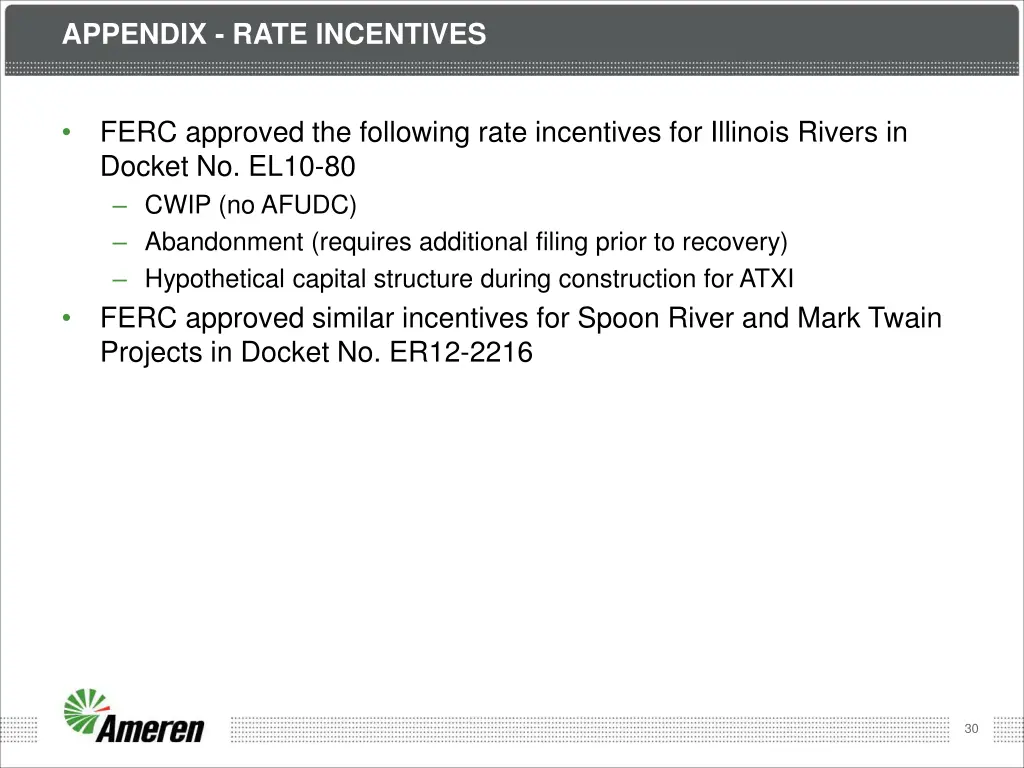 appendix rate incentives
