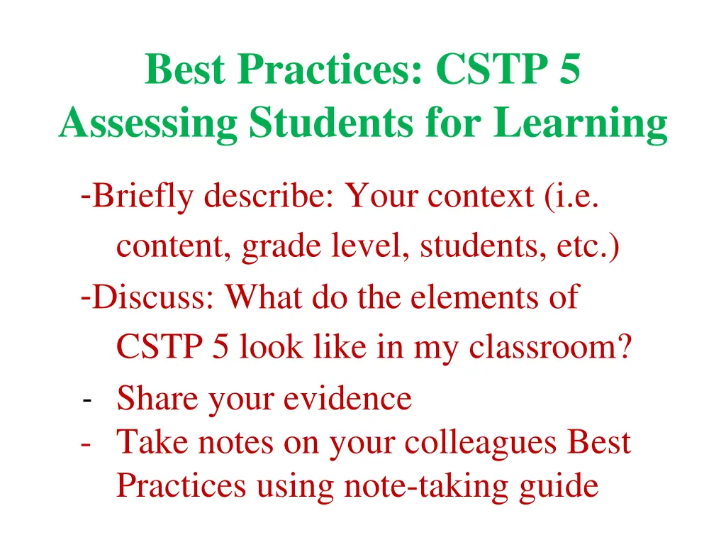 best practices cstp 5 assessing students