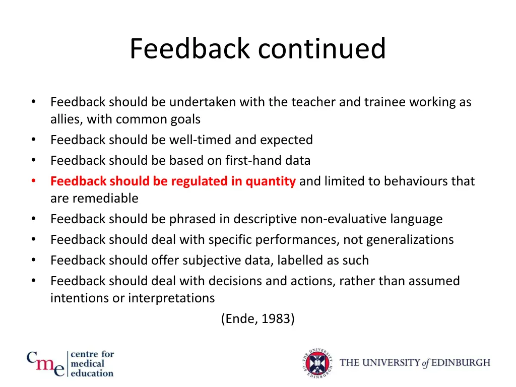feedback continued