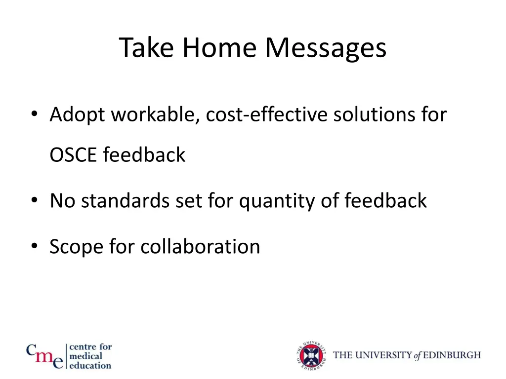 take home messages