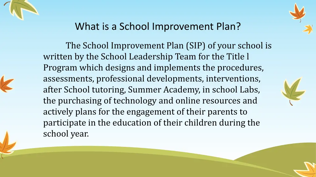 what is a school improvement plan