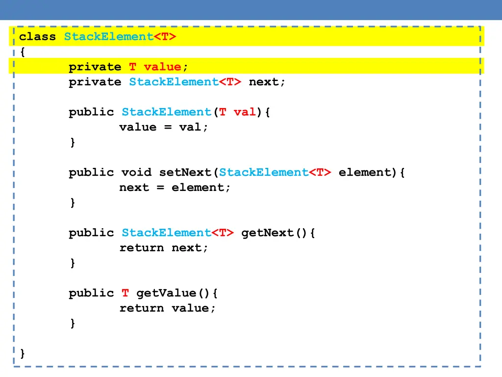 class stackelement private value private