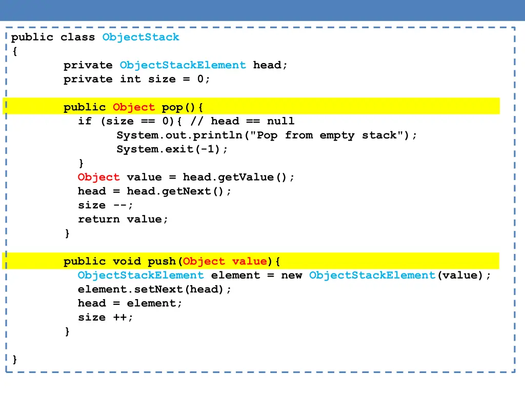 public class objectstack private