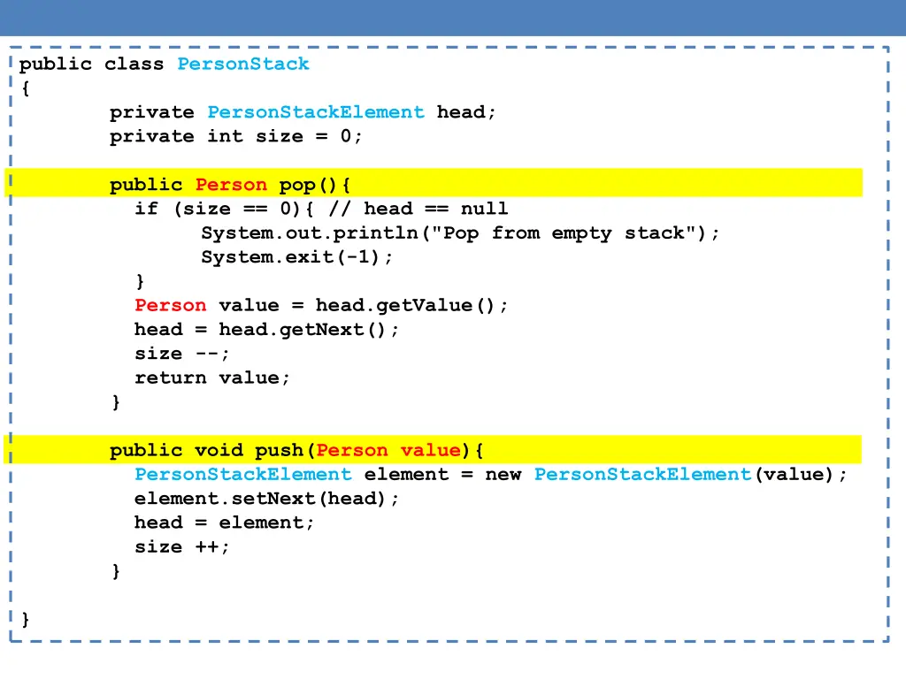 public class personstack private