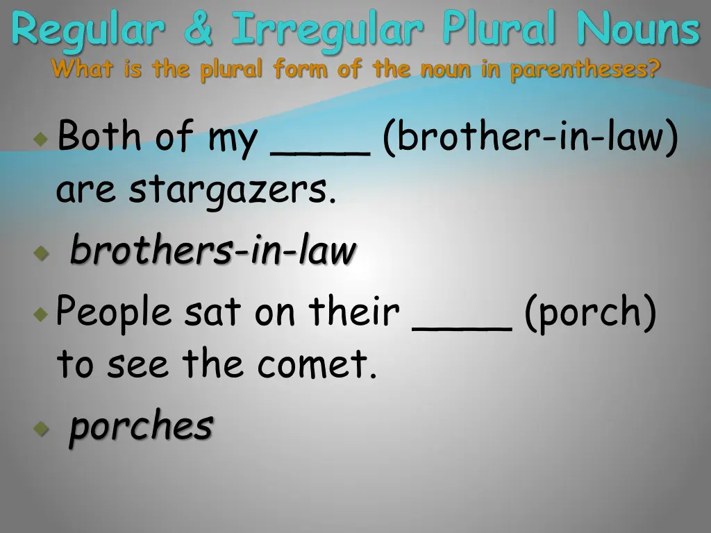 regular irregular plural nouns what is the plural 1