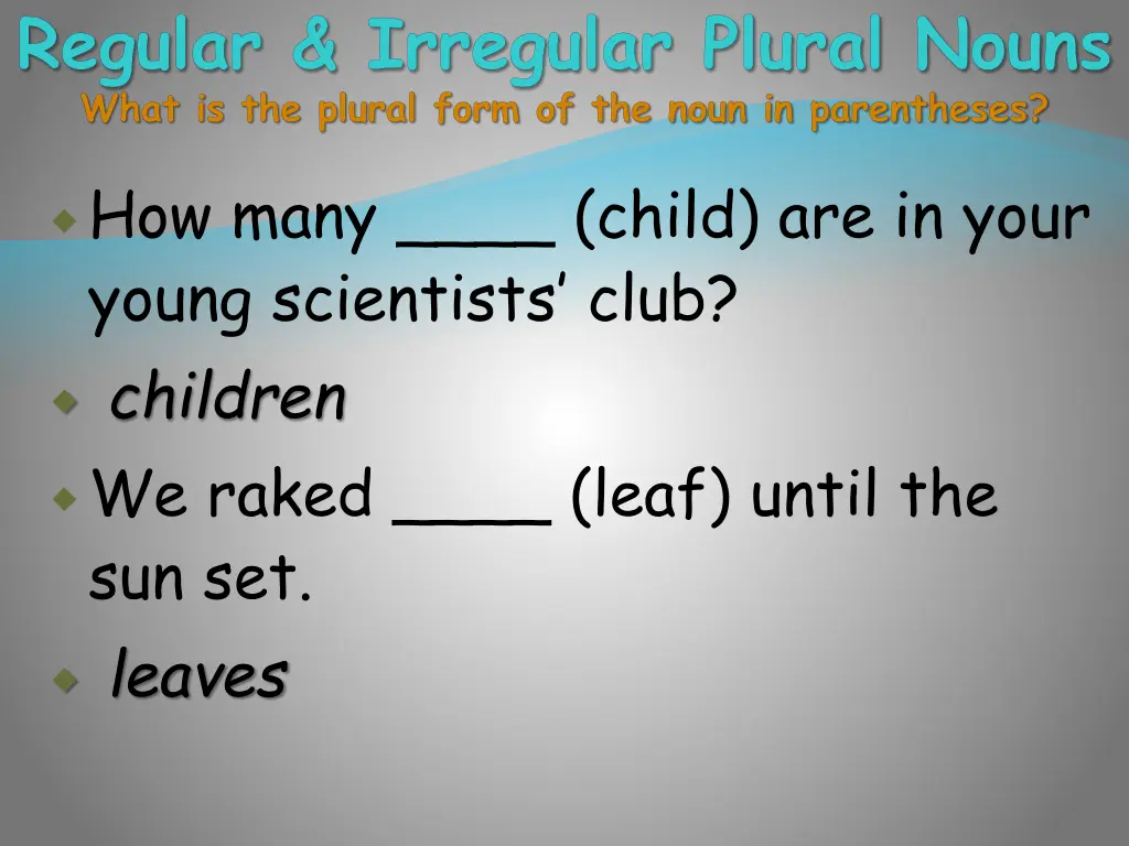 regular irregular plural nouns what is the plural 2