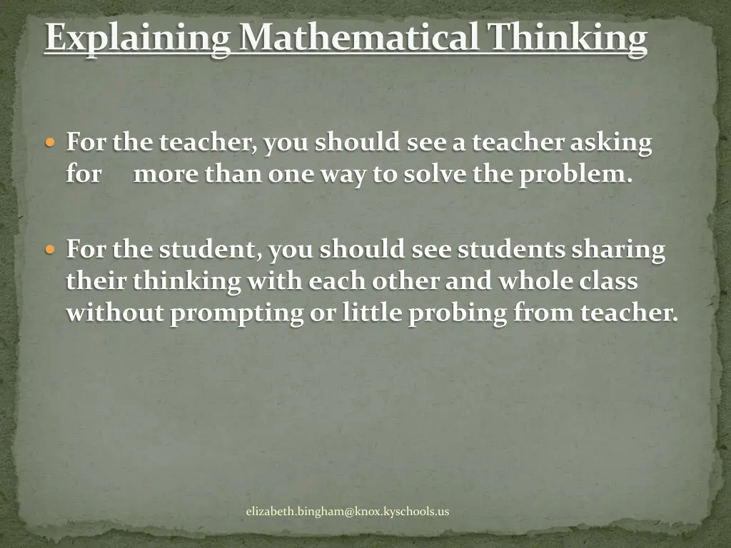 explaining mathematical thinking