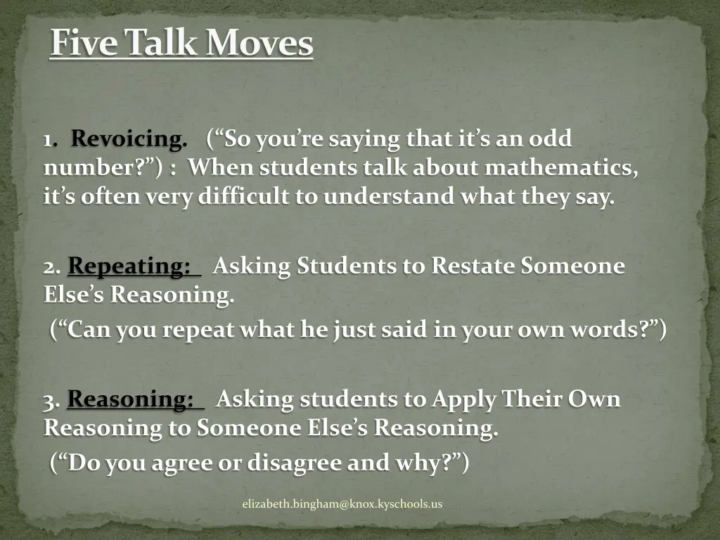 five talk moves