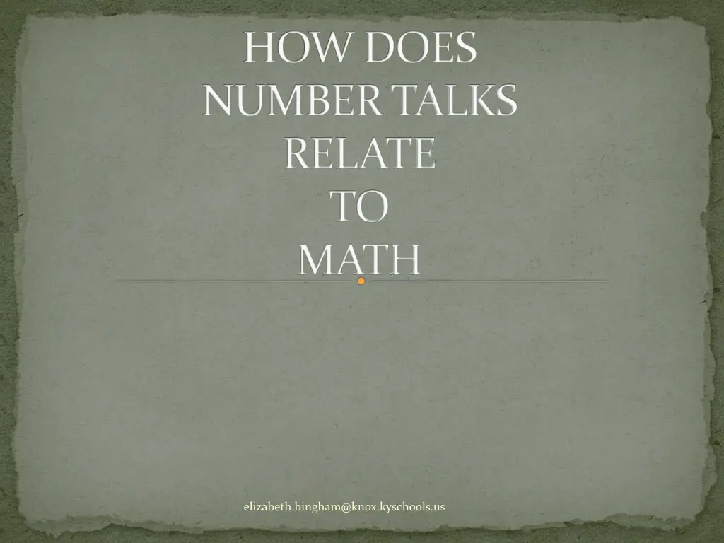 how does number talks relate to math