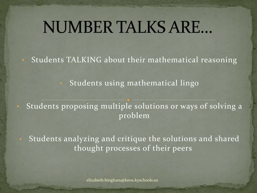 number talks are