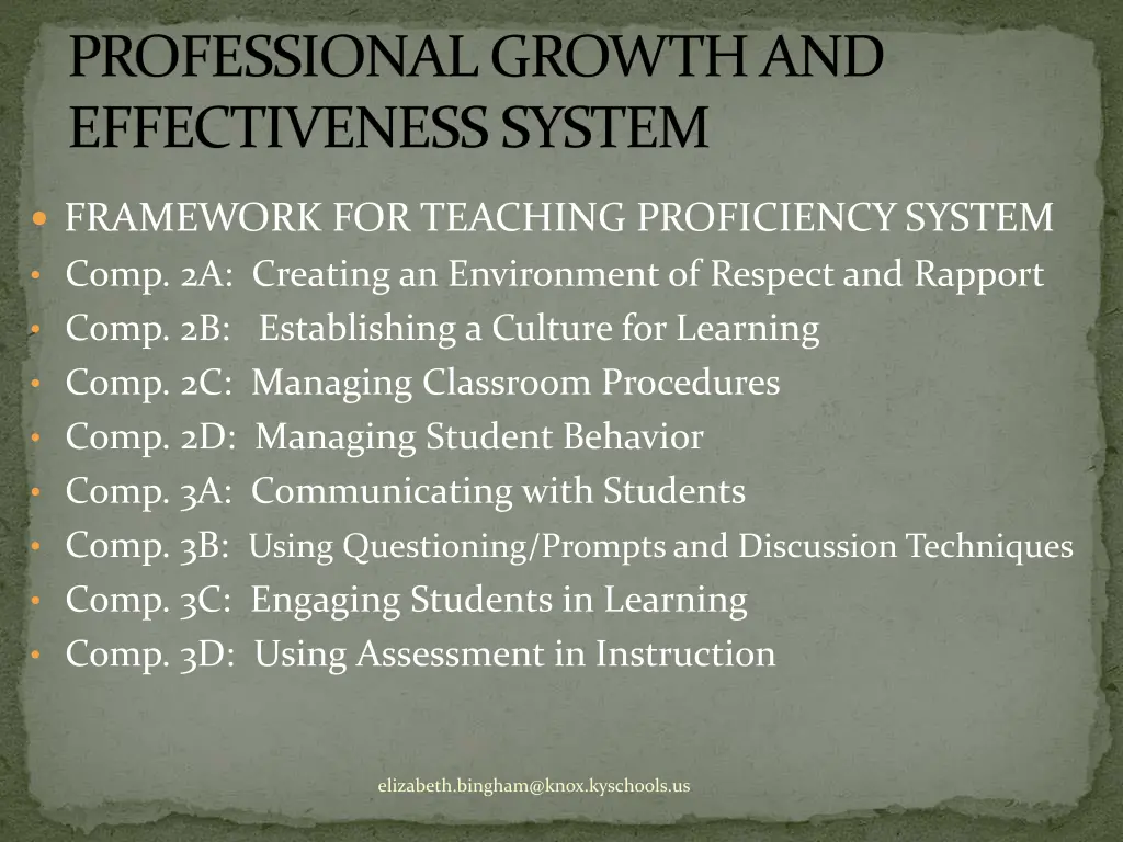 professional growth and effectiveness system