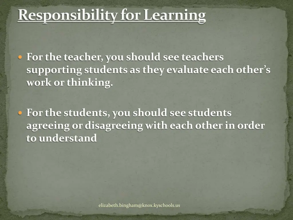 responsibility for learning