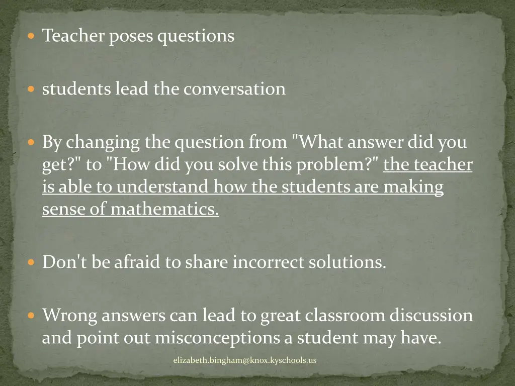 teacher poses questions