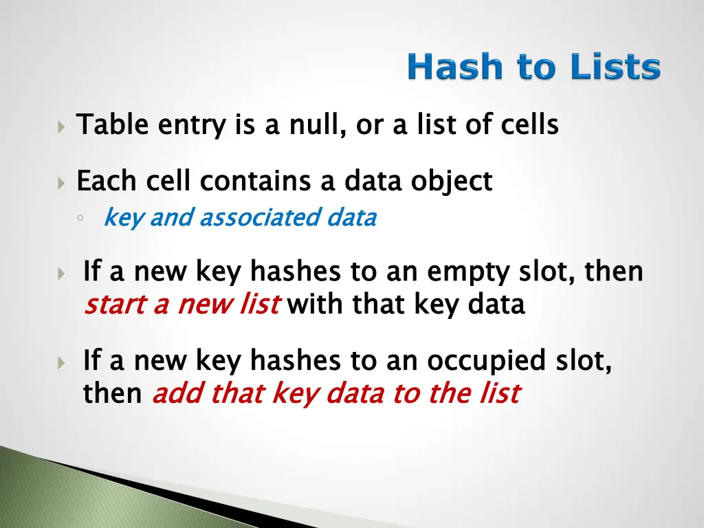 table entry is a null or a list of cells