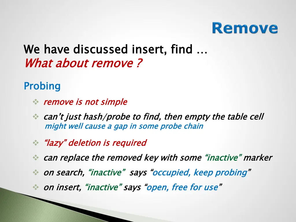 we have discussed insert find what about remove 1