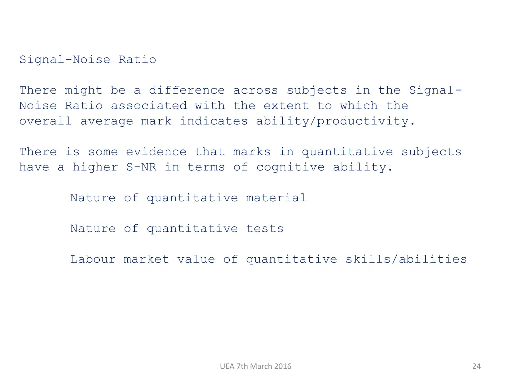 signal noise ratio