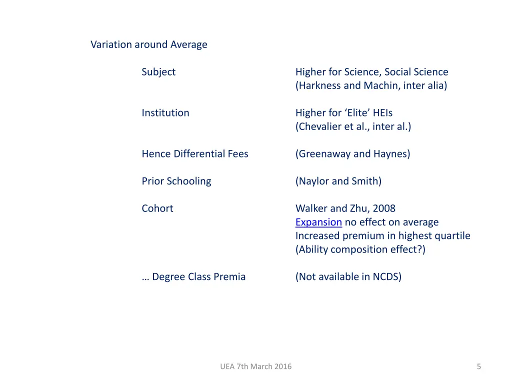 variation around average