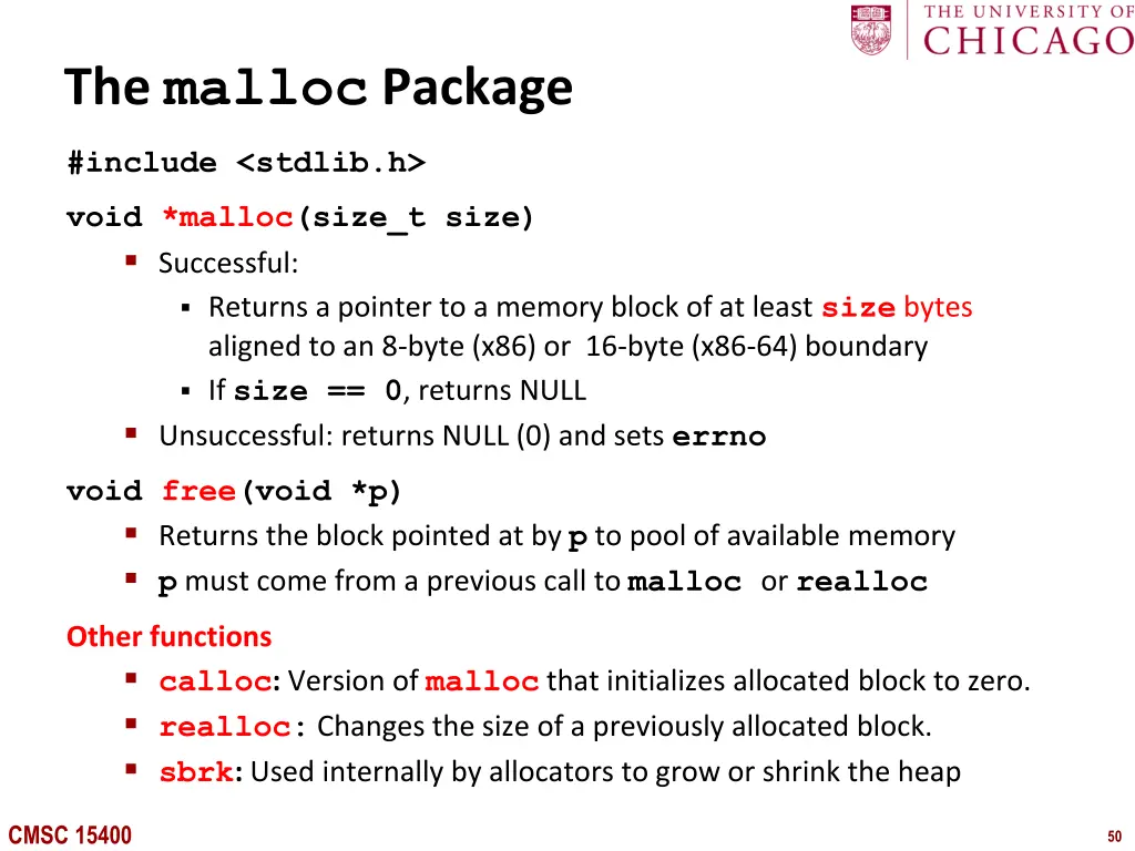 the malloc package