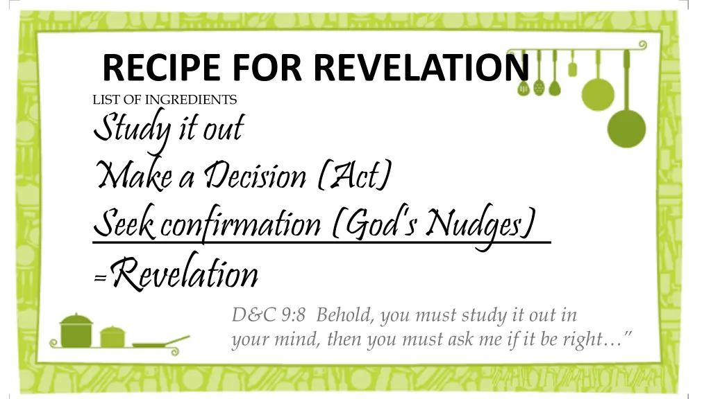 recipe for revelation list of ingredients study