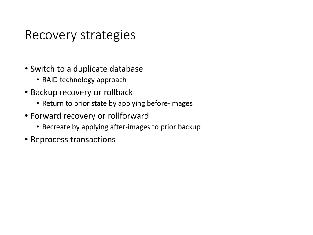 recovery strategies