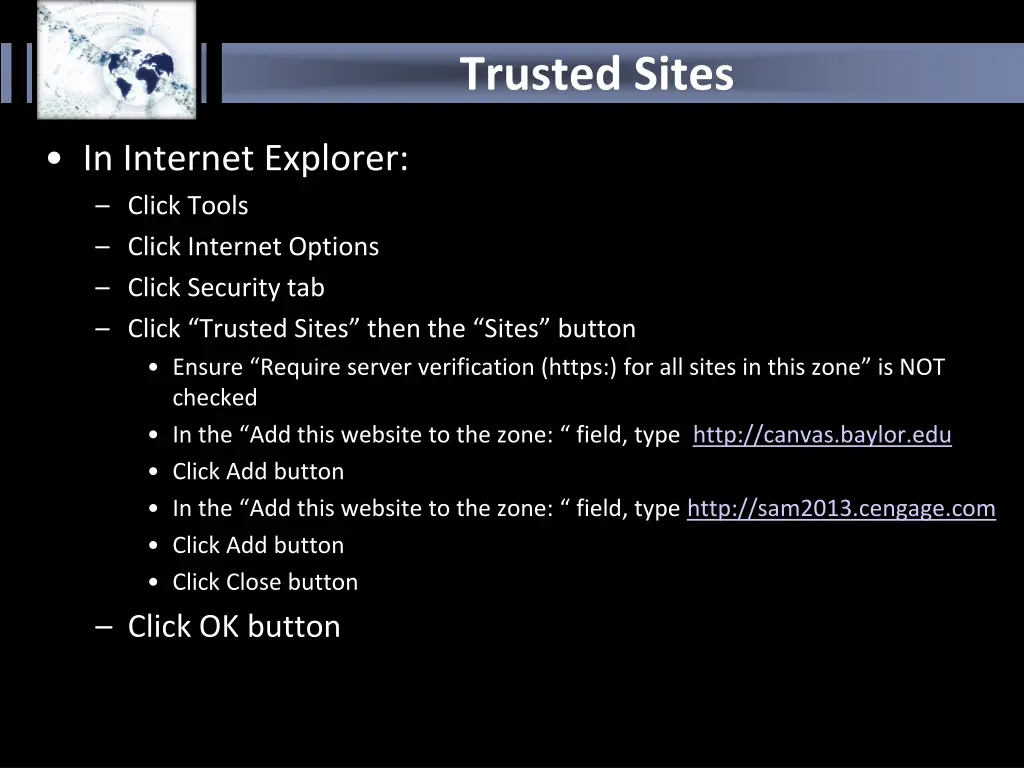 trusted sites