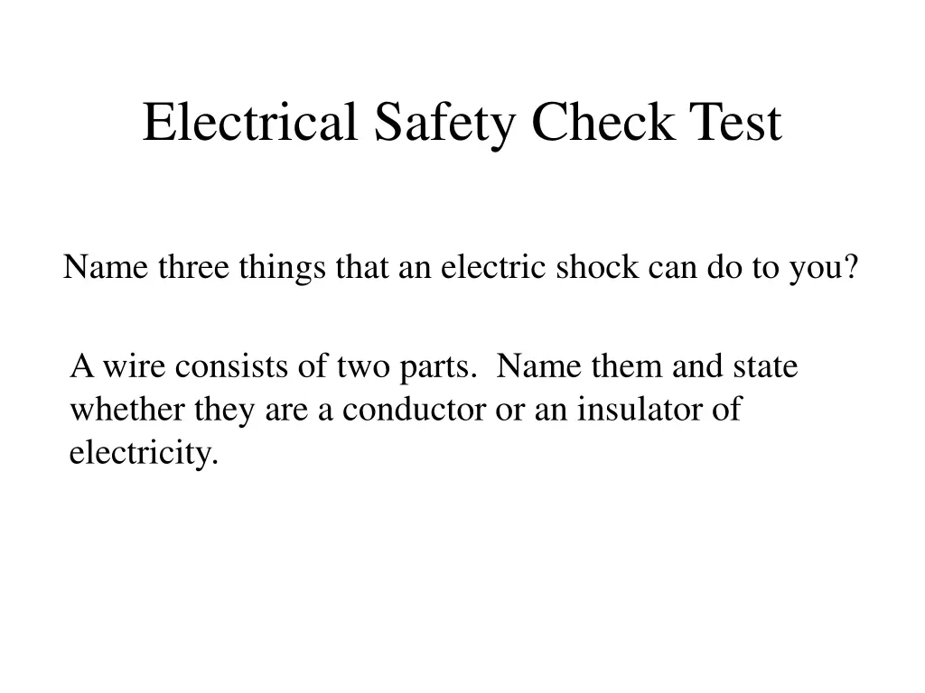 electrical safety check test 1