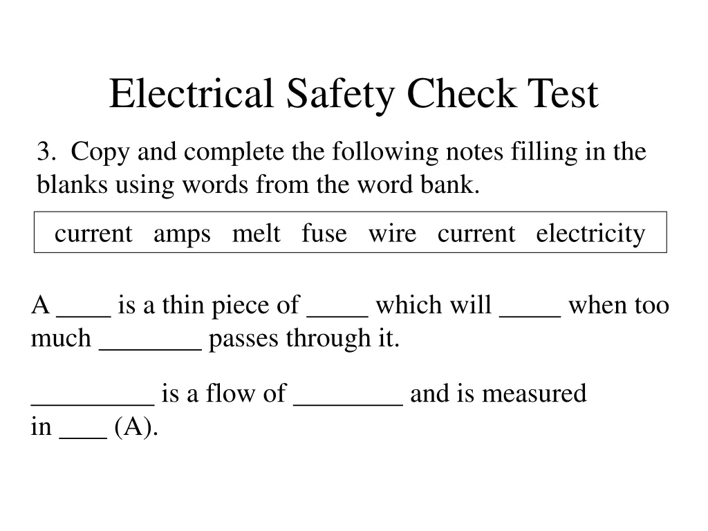 electrical safety check test 3