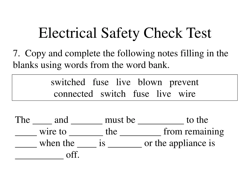 electrical safety check test 5
