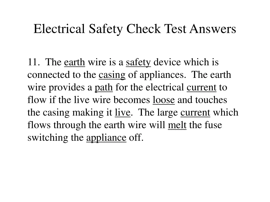 electrical safety check test answers 5