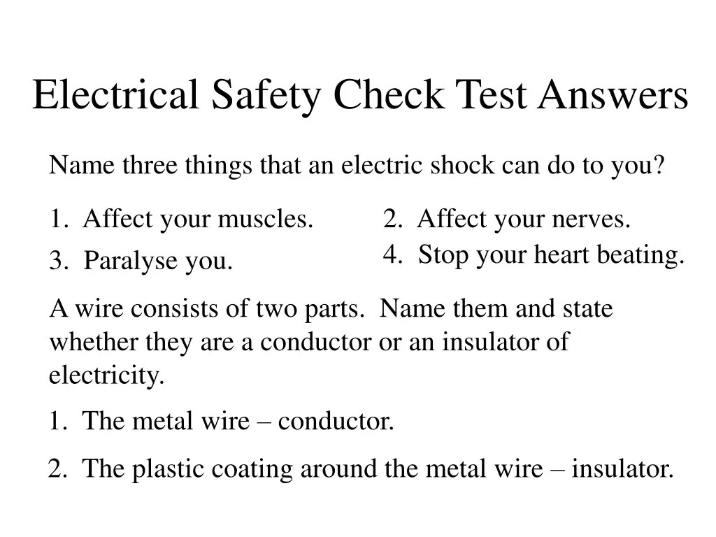 electrical safety check test answers