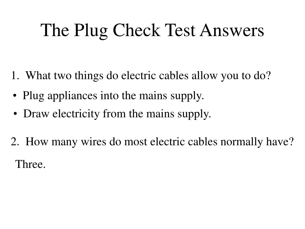the plug check test answers