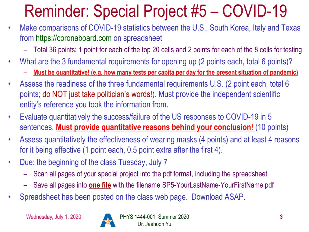 reminder special project 5 covid 19 make