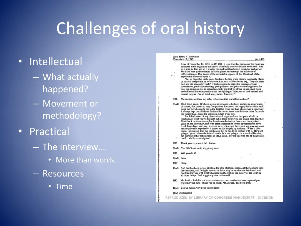 challenges of oral history