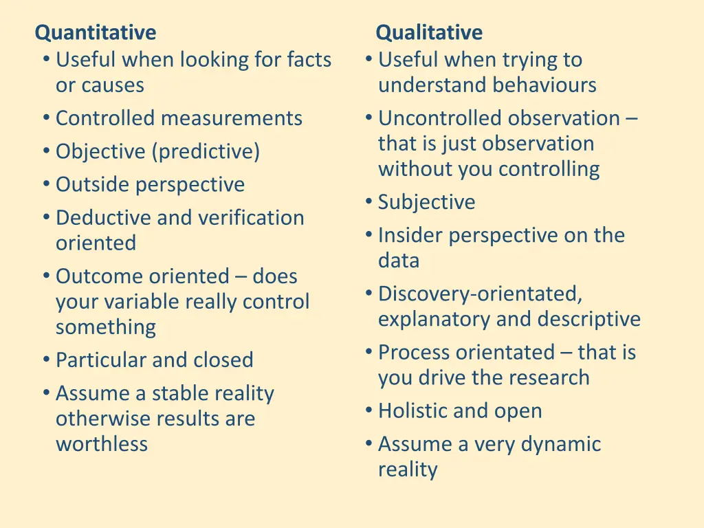 quantitative useful when looking for facts