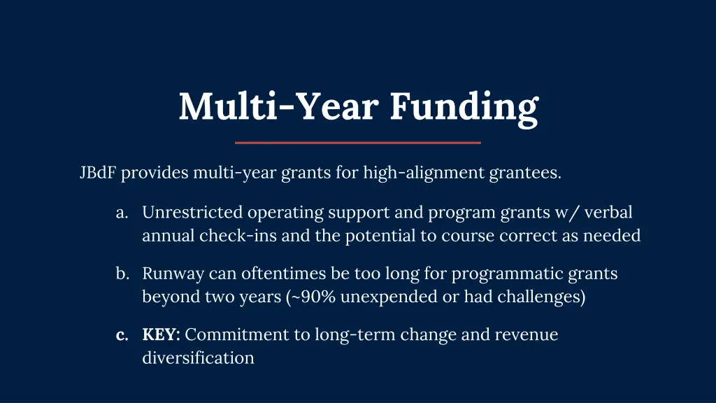multi year funding