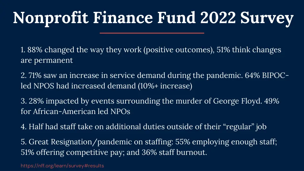nonprofit finance fund 2022 survey