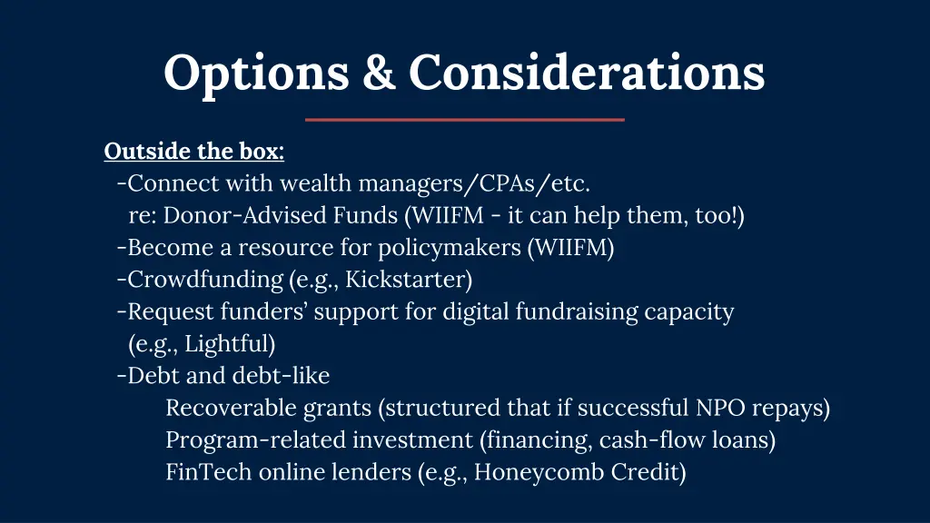 options considerations 1