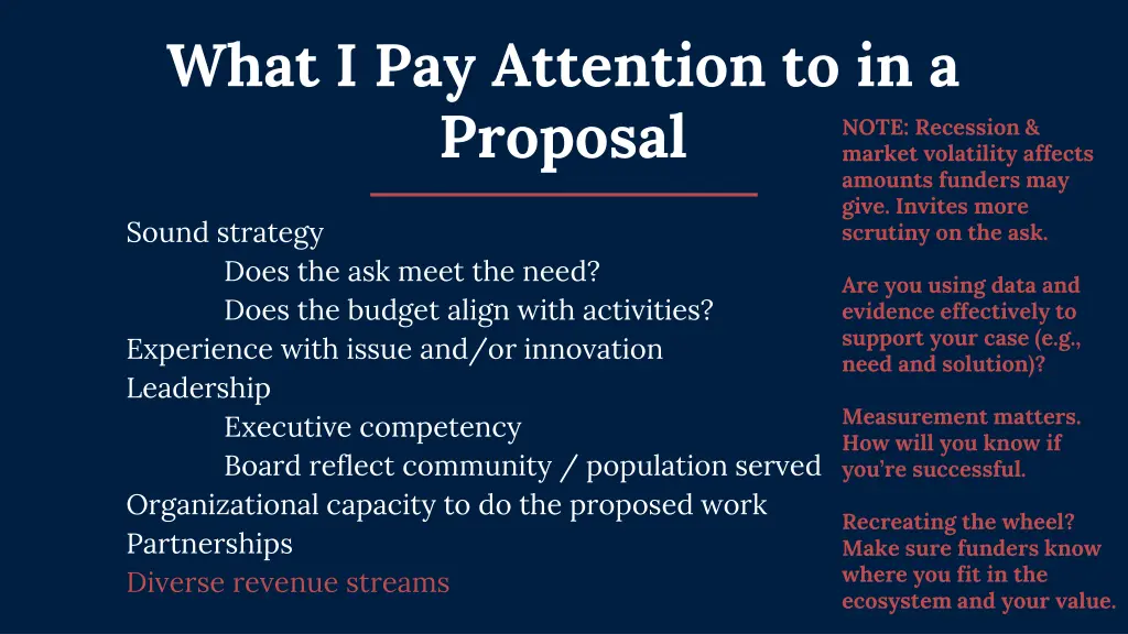 what i pay attention to in a proposal 1