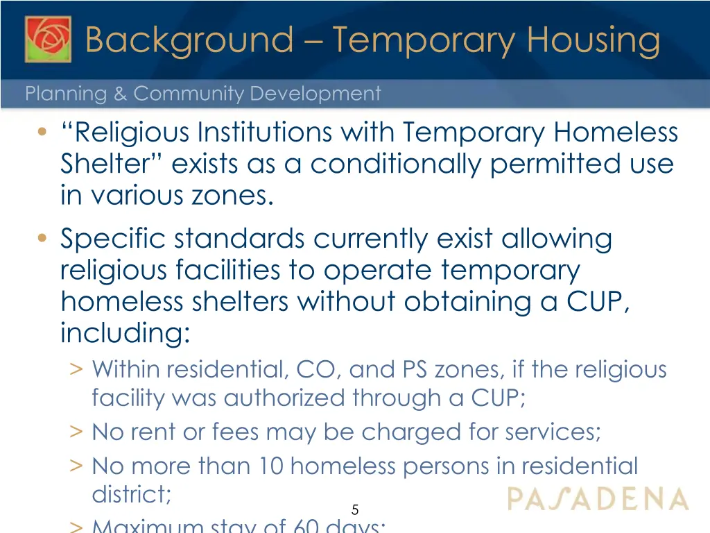 background temporary housing